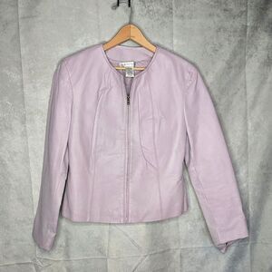 Vintage Newport News Lavender Genuine Leather Jacket Size 4 EUC Y2K